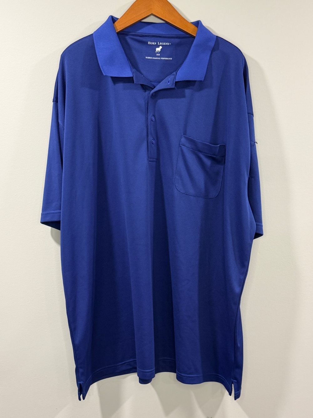 Horn Legend Men's Blue Stripe Short-Sleeve Polo with Chest Pocket Size 3XB